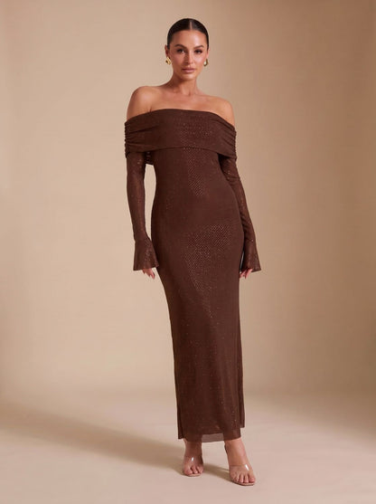Long Sleeve Off Shoulder Maxi Dress