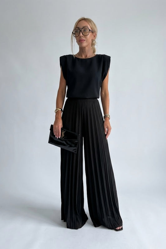 Pleated Wide Leg Jumpsuit