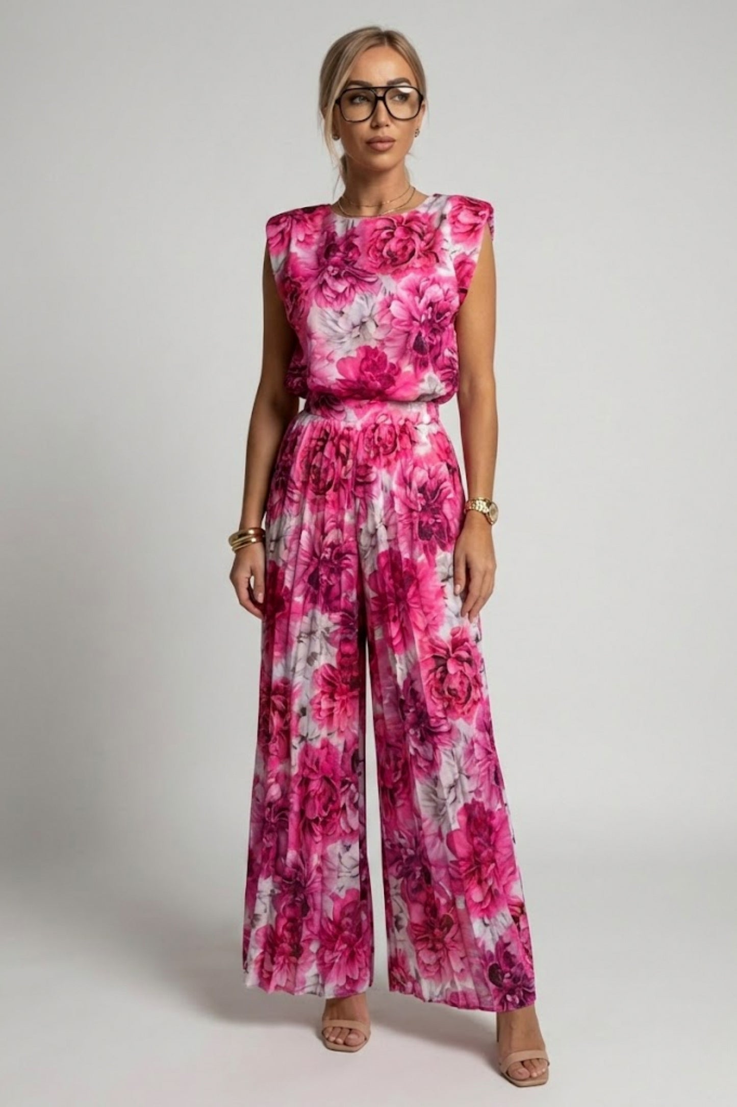 Pleated Wide Leg Jumpsuit