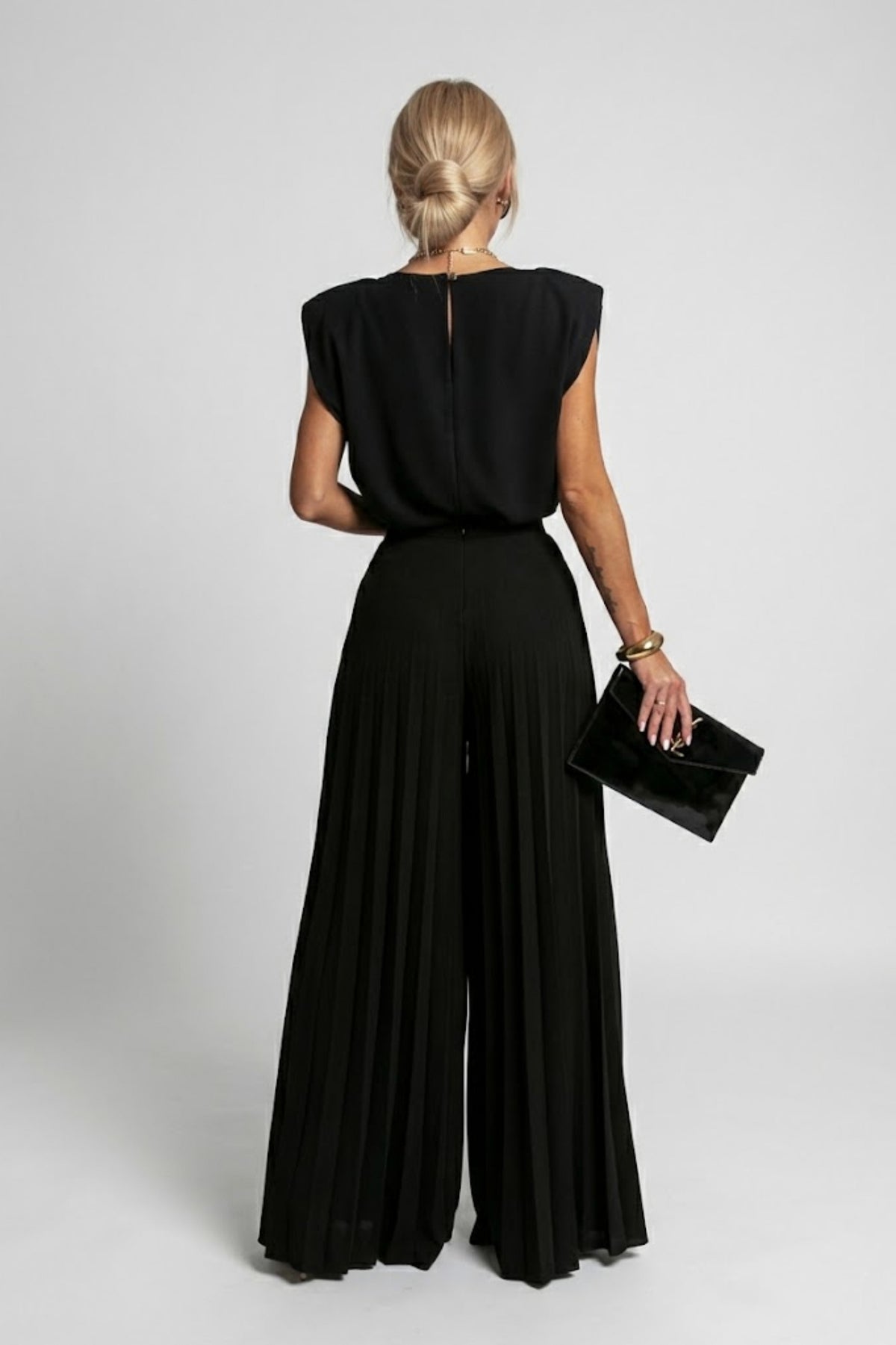 Pleated Wide Leg Jumpsuit