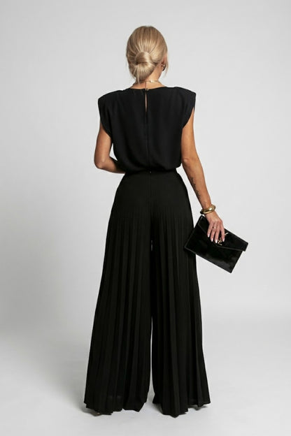 Pleated Wide Leg Jumpsuit