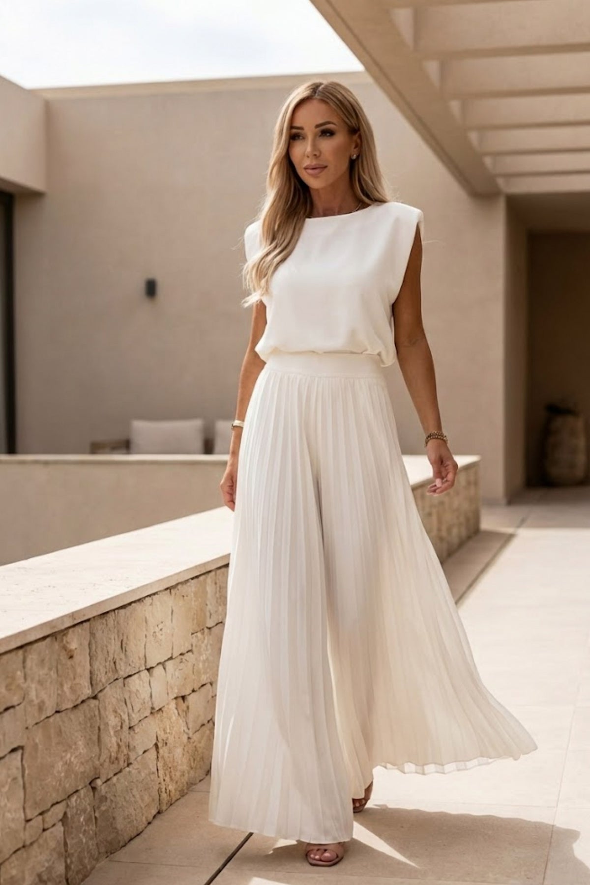 Pleated Wide Leg Jumpsuit