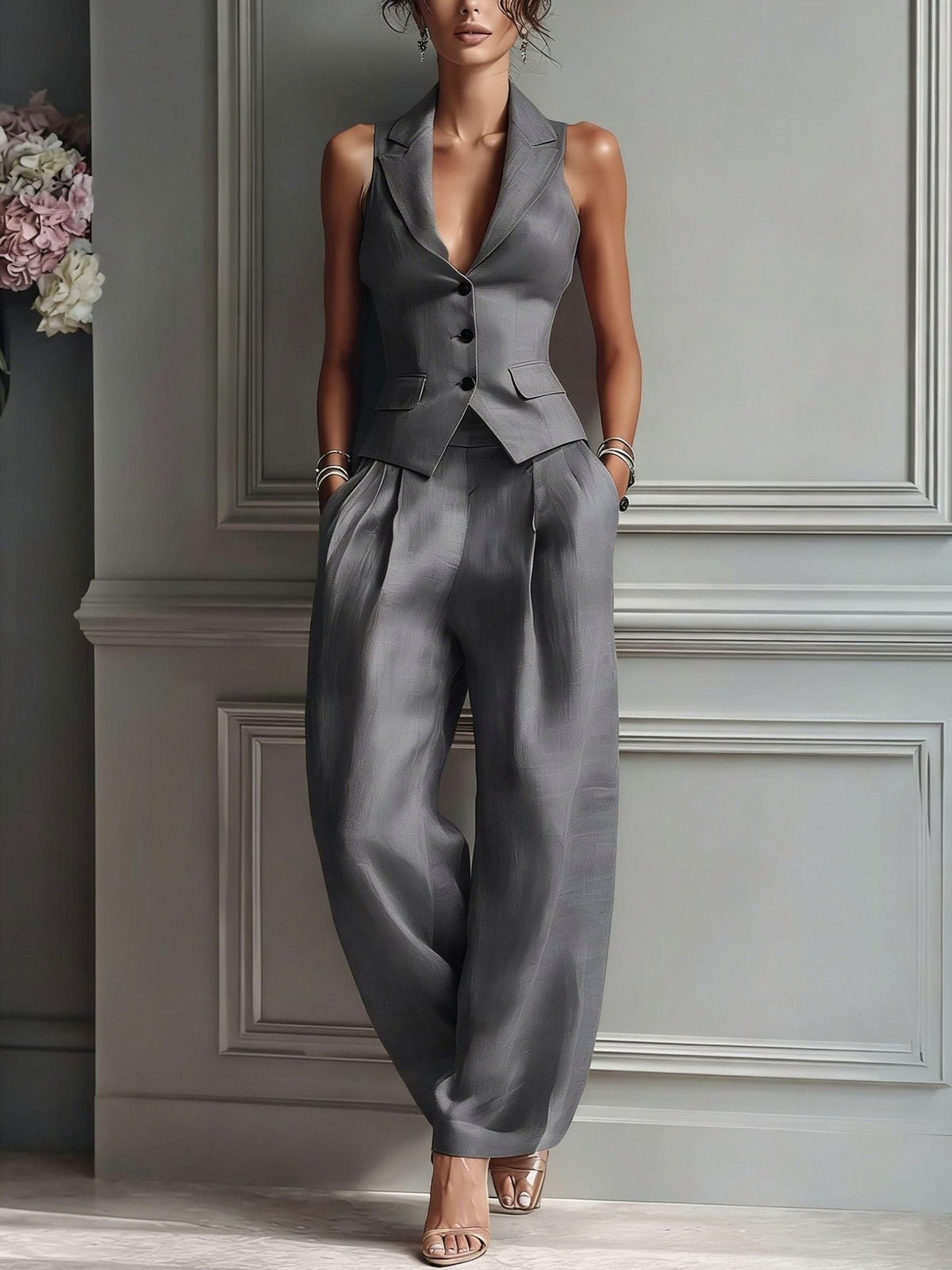 Poplin Collared Button Front Matching Set