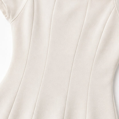 Poplin Square Neck A-Line Midi Dress