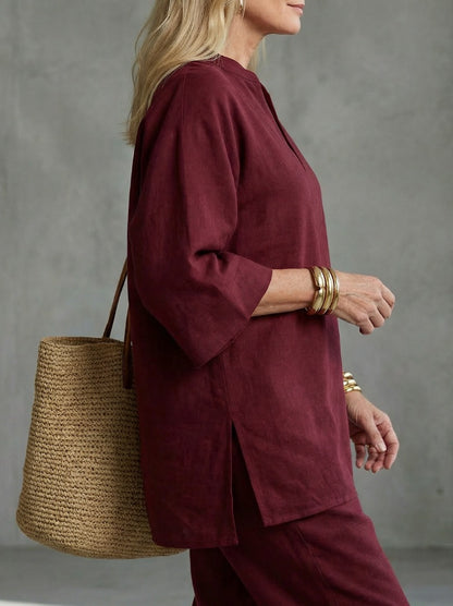 Relaxed V-Neck Matching Set