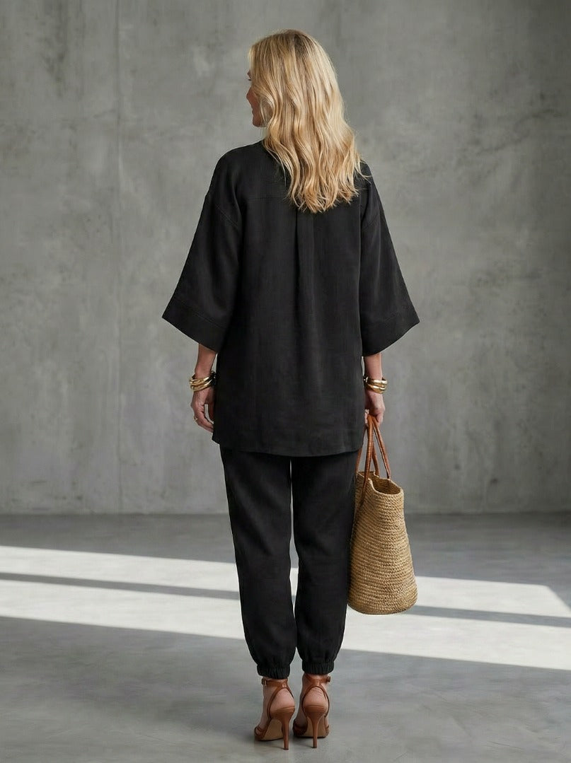 Relaxed V-Neck Matching Set