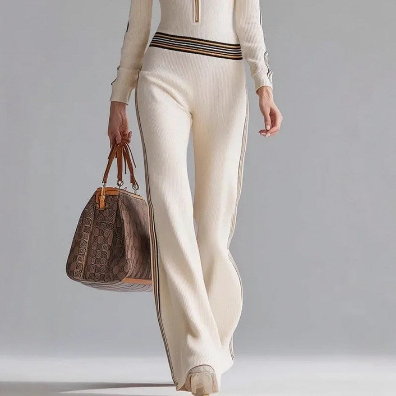 Ribbed Knit Half Zip Jumpsuit