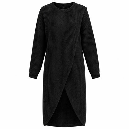 Ribbed Knit Long Sleeve Sweater Dress