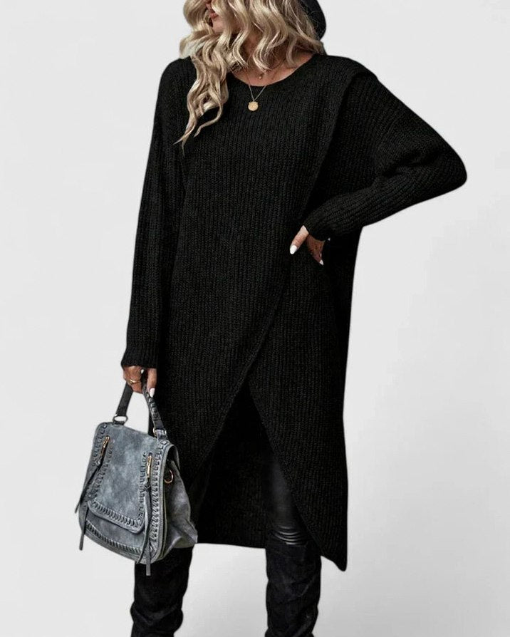 Ribbed Knit Long Sleeve Sweater Dress