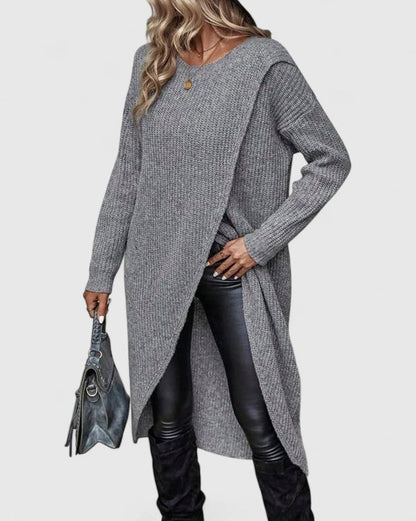 Ribbed Knit Long Sleeve Sweater Dress