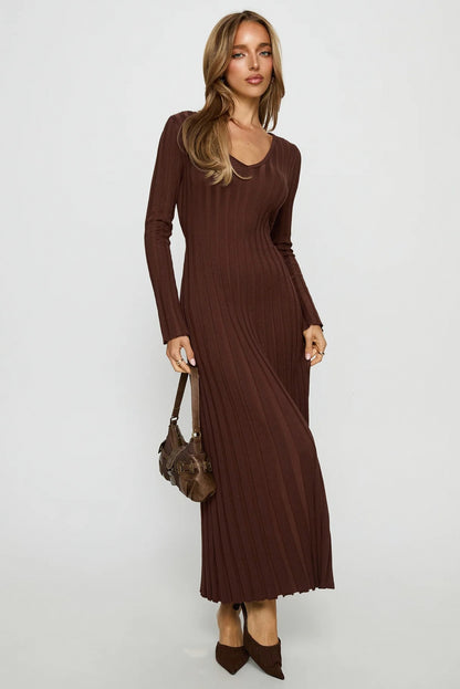 Ribbed Knit V-Neck Maxi Dress