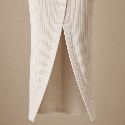 Ribbed Long Sleeve Ruched Maxi Dress