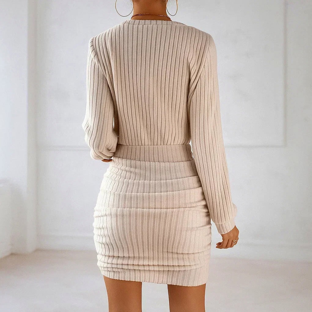 Ribbed Off Shoulder Sweater Dress