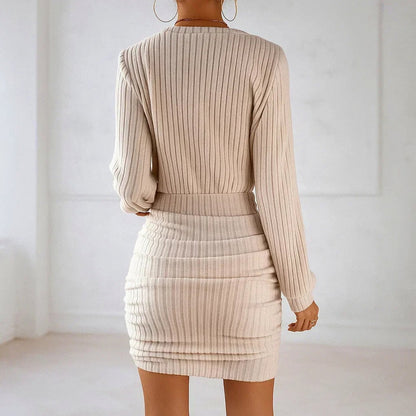 Ribbed Off Shoulder Sweater Dress
