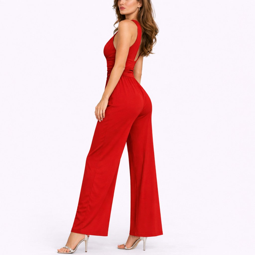 Ruched Wide Leg Jumpsuit