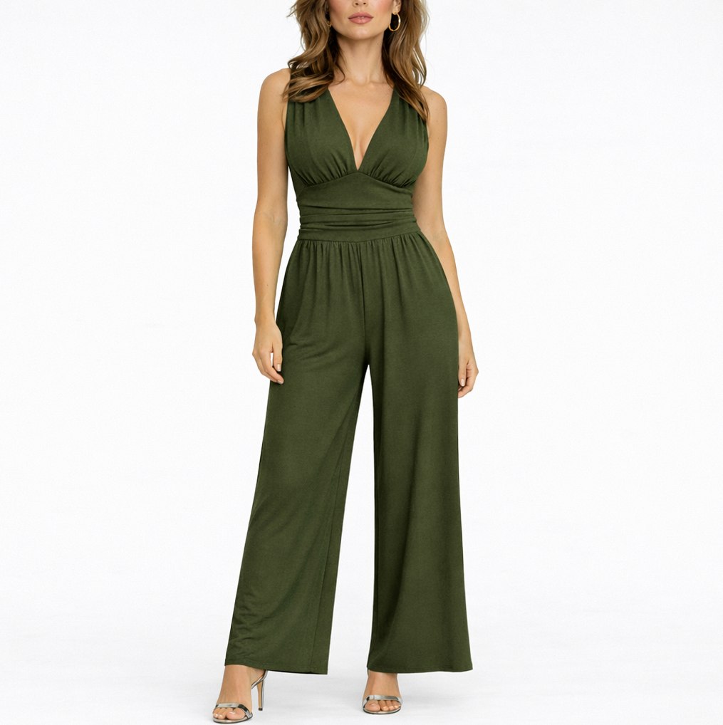 Ruched Wide Leg Jumpsuit