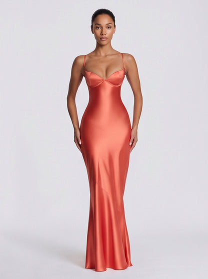 Satin Bustier Maxi Dress