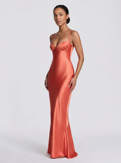 Satin Bustier Maxi Dress