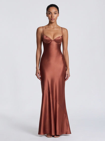Satin Bustier Maxi Dress