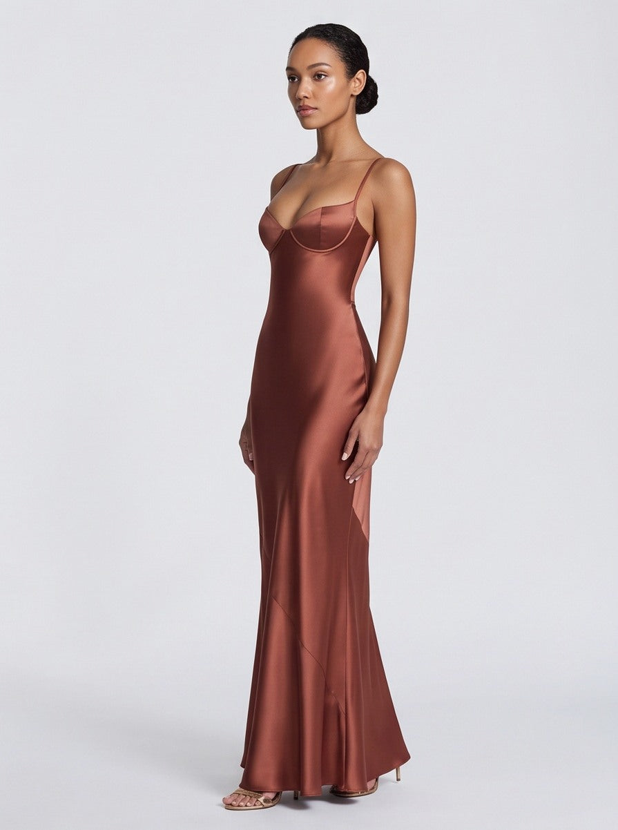 Satin Bustier Maxi Dress