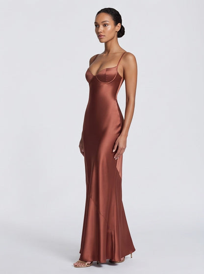 Satin Bustier Maxi Dress
