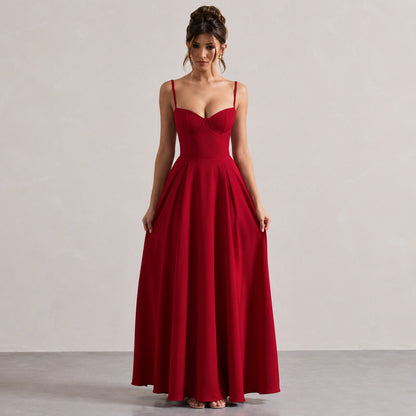 Satin Corset Sweetheart Midi Dress