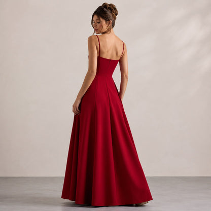 Satin Corset Sweetheart Midi Dress