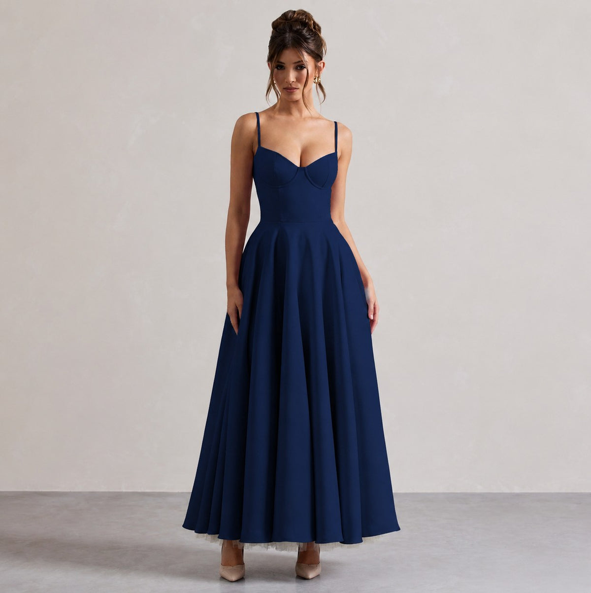 Satin Corset Sweetheart Midi Dress