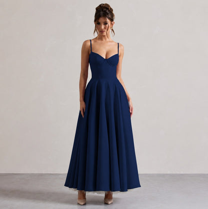 Satin Corset Sweetheart Midi Dress
