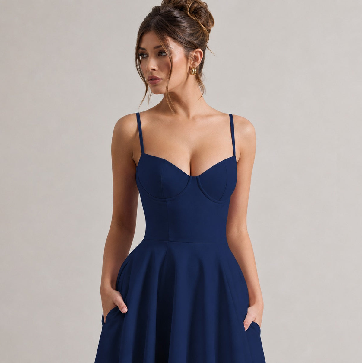Satin Corset Sweetheart Midi Dress