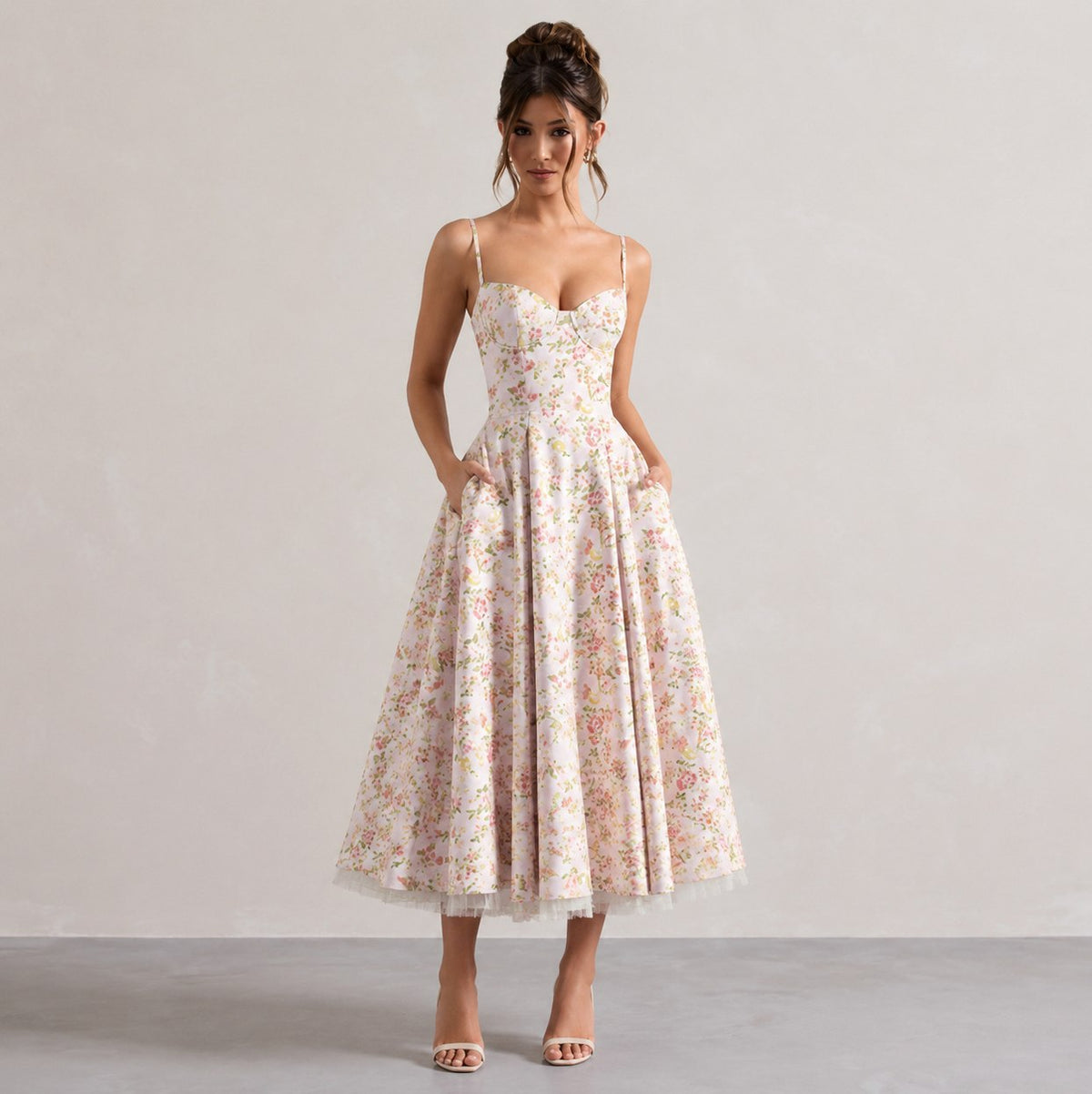 Satin Corset Sweetheart Midi Dress
