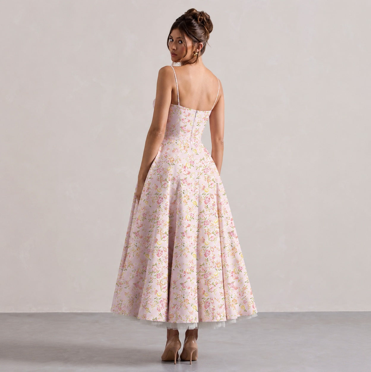 Satin Corset Sweetheart Midi Dress