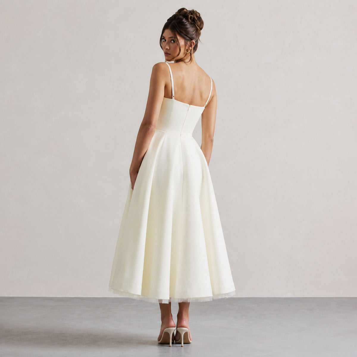 Satin Corset Sweetheart Midi Dress