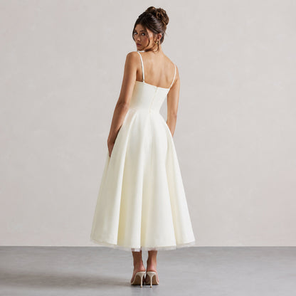 Satin Corset Sweetheart Midi Dress