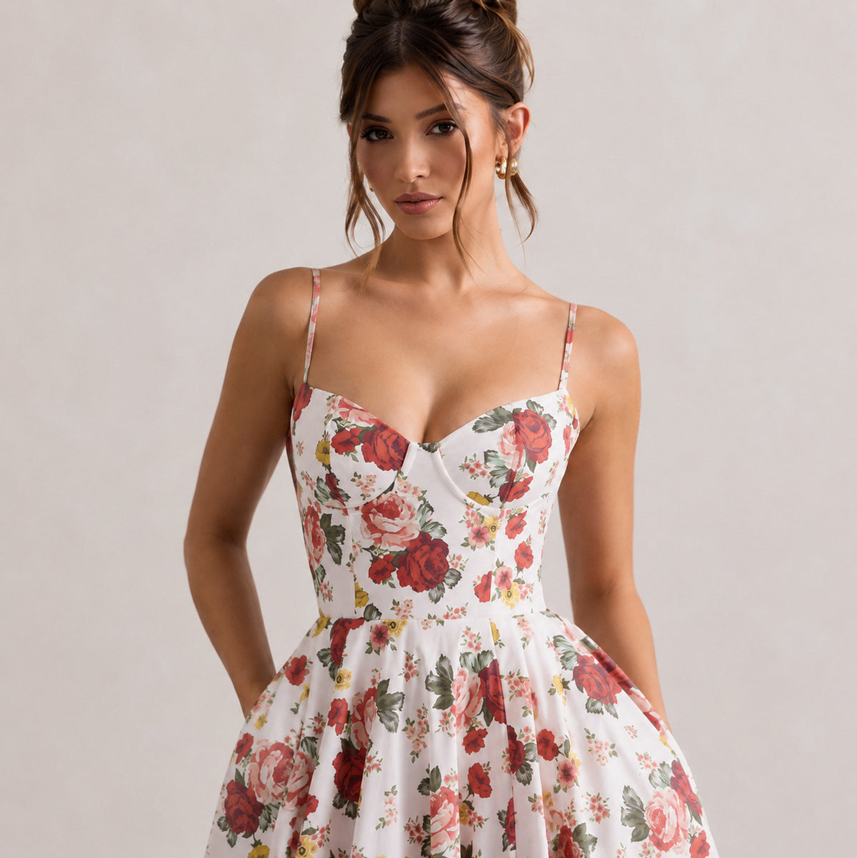 Satin Corset Sweetheart Midi Dress