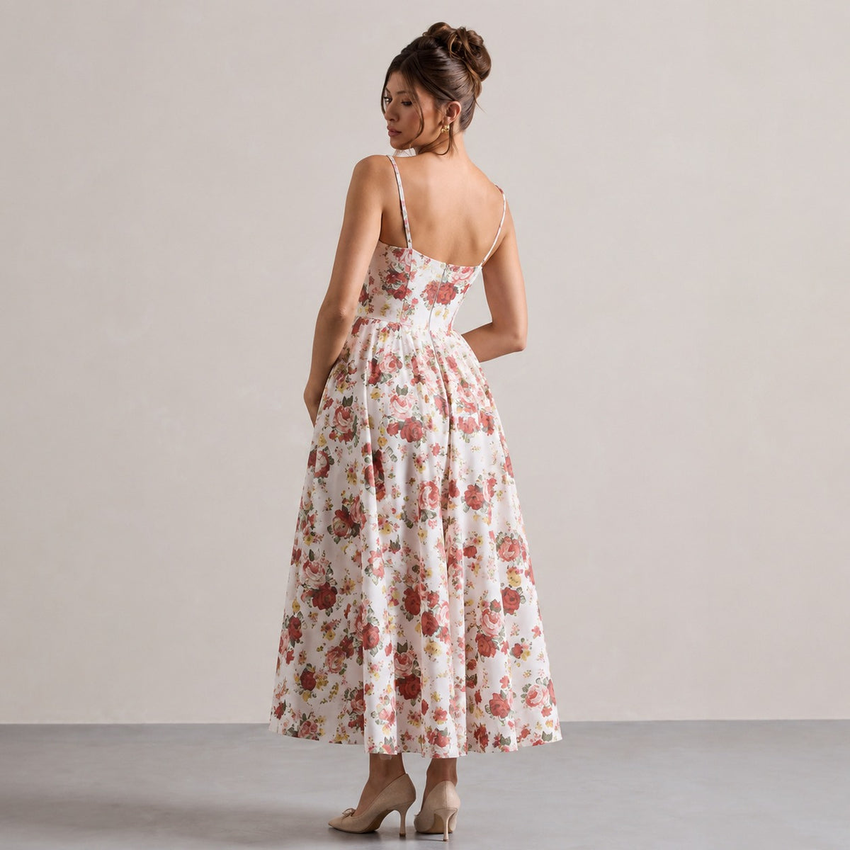 Satin Corset Sweetheart Midi Dress