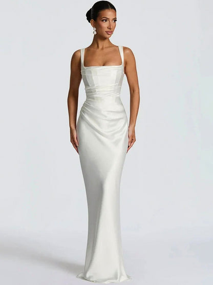 Satin Cowl Neck Midi Dress