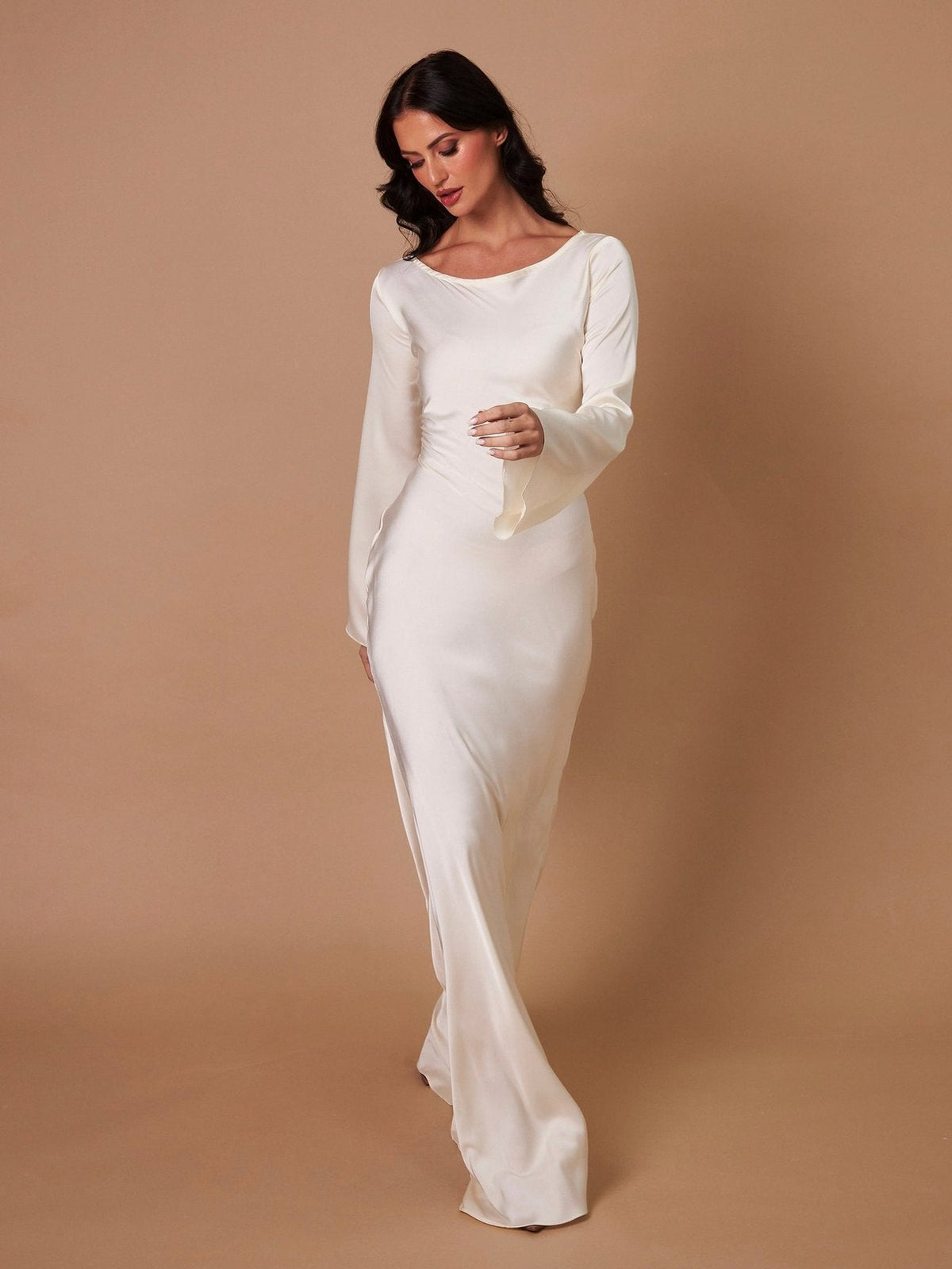 Satin Long Sleeve Maxi Dress