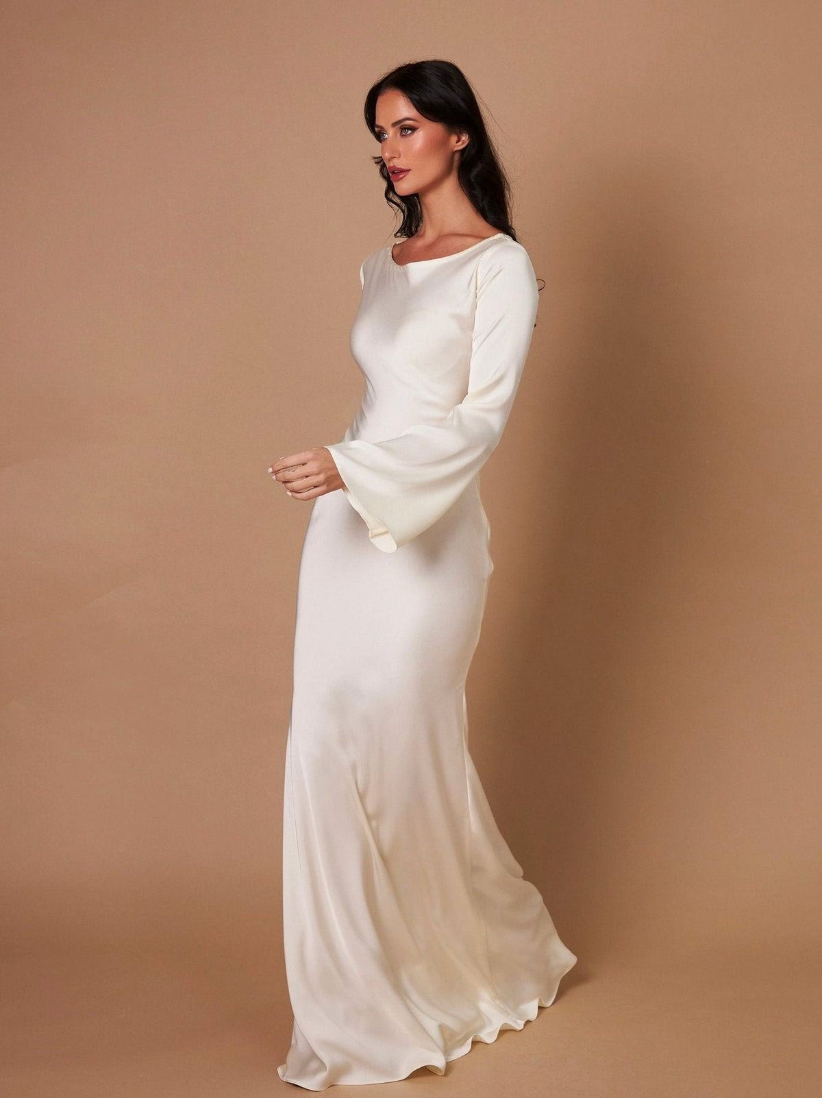 Satin Long Sleeve Maxi Dress