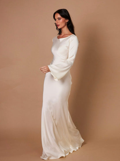 Satin Long Sleeve Maxi Dress