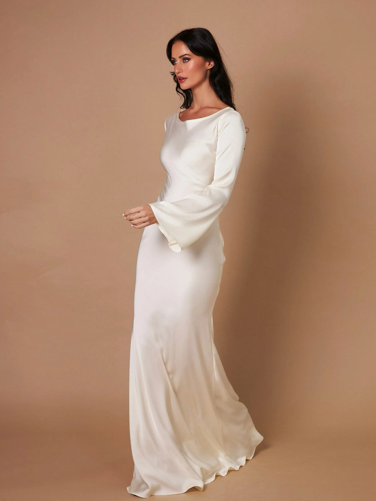 Satin Long Sleeve Maxi Dress