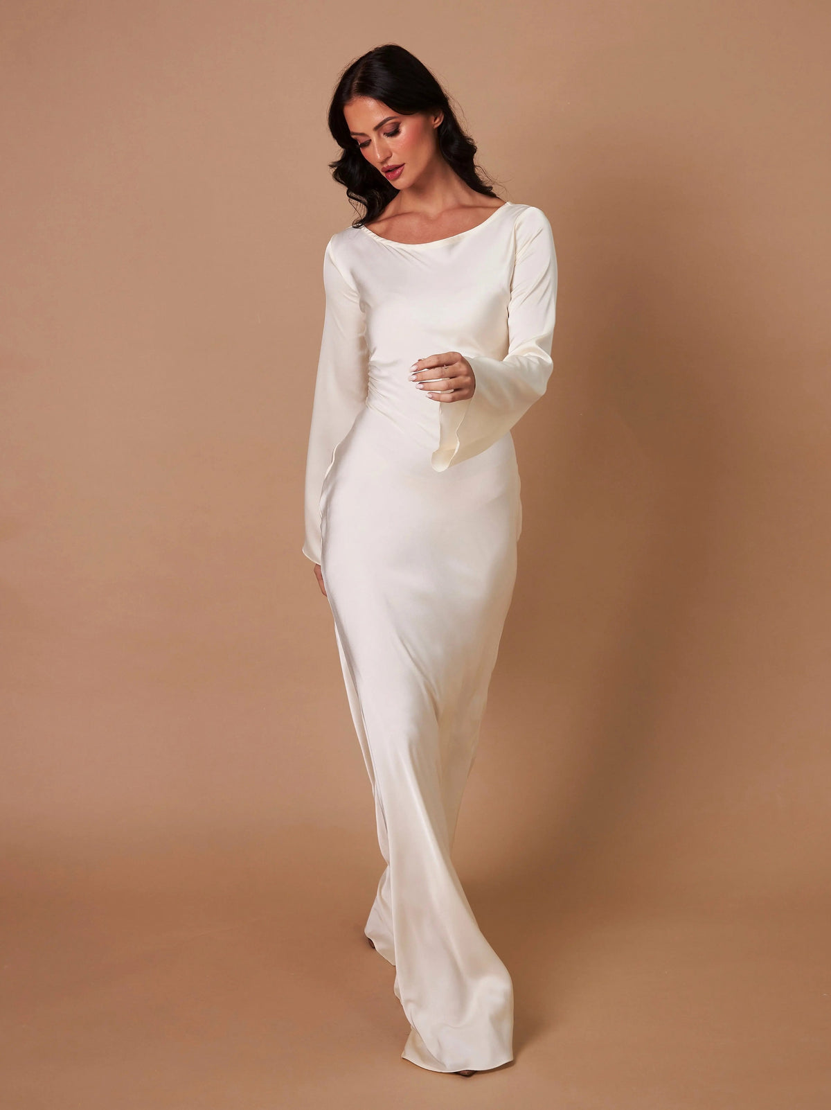Satin Long Sleeve Maxi Dress