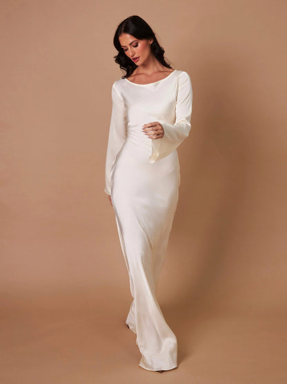Satin Long Sleeve Maxi Dress