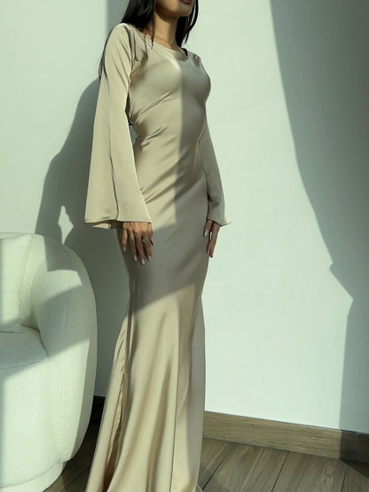 Satin Long Sleeve Maxi Dress