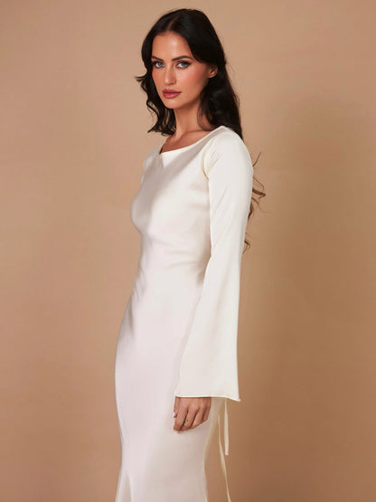 Satin Long Sleeve Maxi Dress