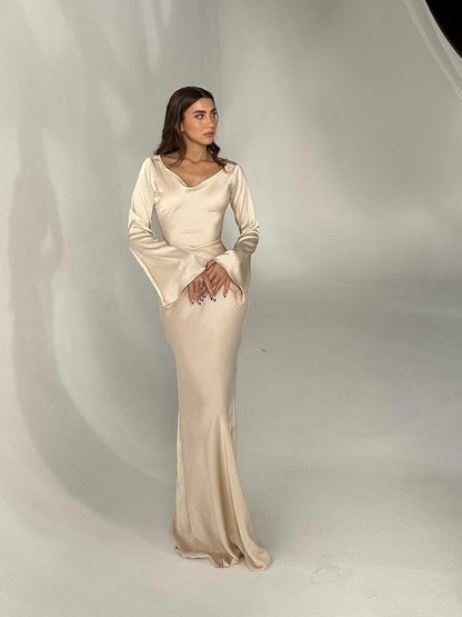 Satin Long Sleeve Maxi Dress