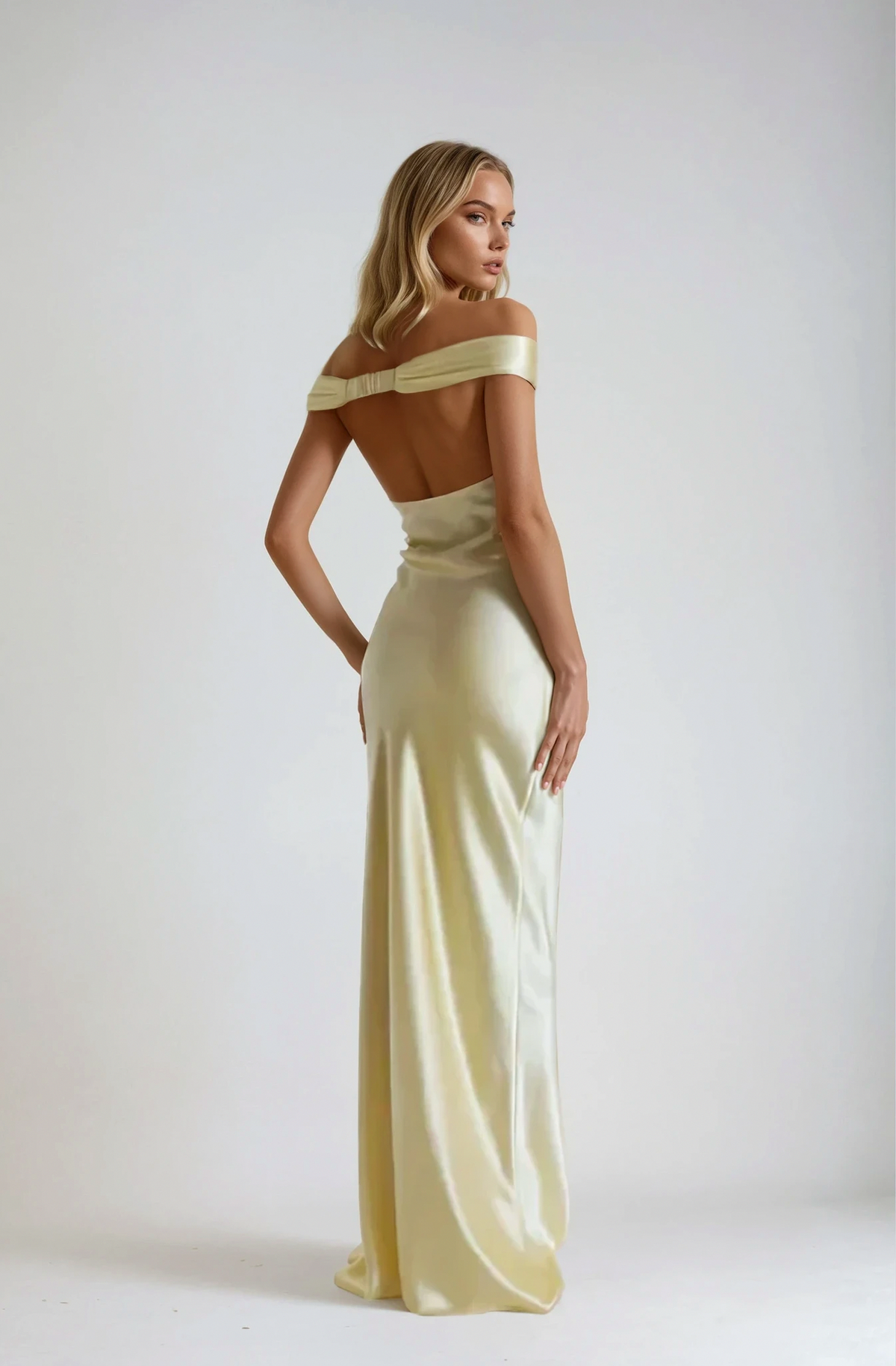 Satin Off Shoulder Maxi Dress