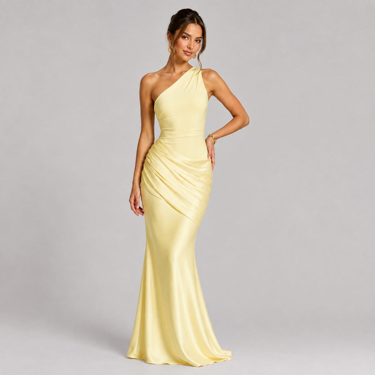 Satin One Shoulder Mermaid Maxi Dress