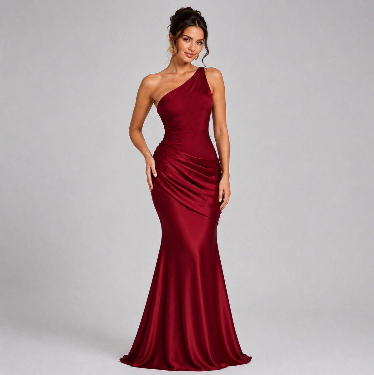 Satin One Shoulder Mermaid Maxi Dress