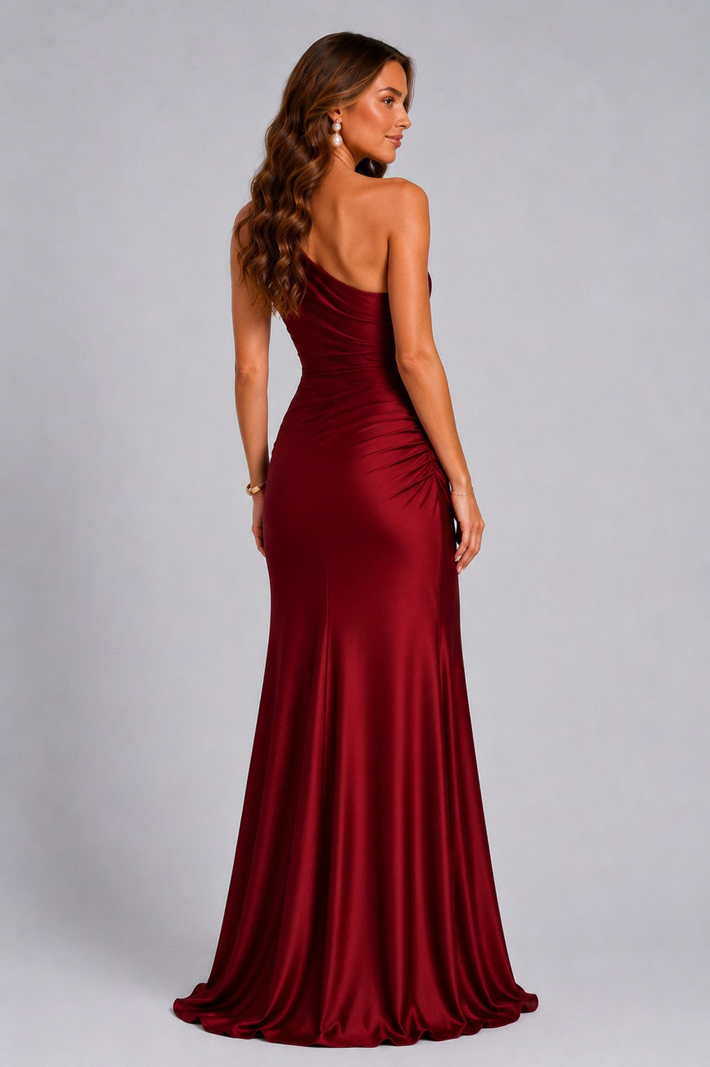 Satin One Shoulder Mermaid Maxi Dress